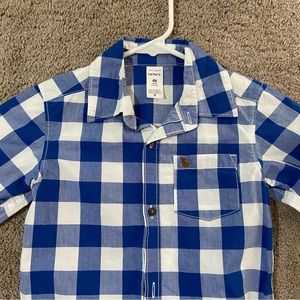 Carters Blue Plaid Button Down Shirt Boys 4T